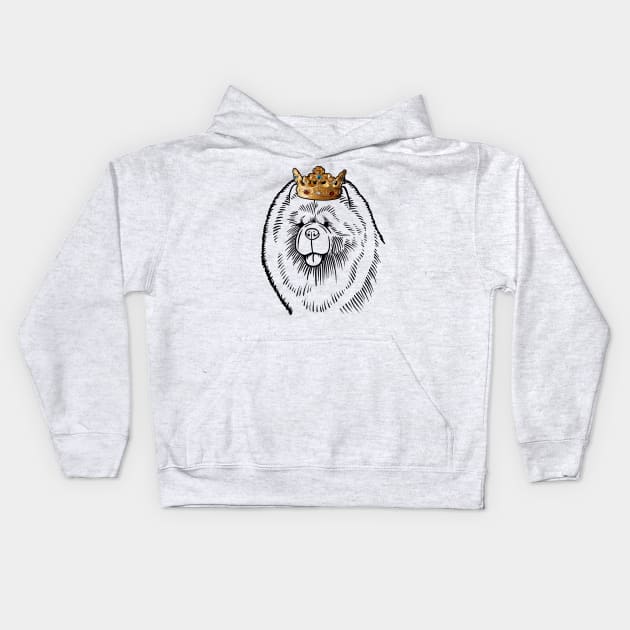 Chow Chow Dog King Queen Wearing Crown Kids Hoodie by millersye